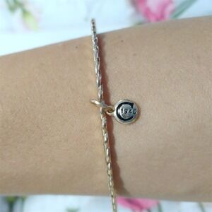 C 1946 Rope Cable Bangle Bracelet Gold Tone Dangle Charm Stackable Minimalist BD
